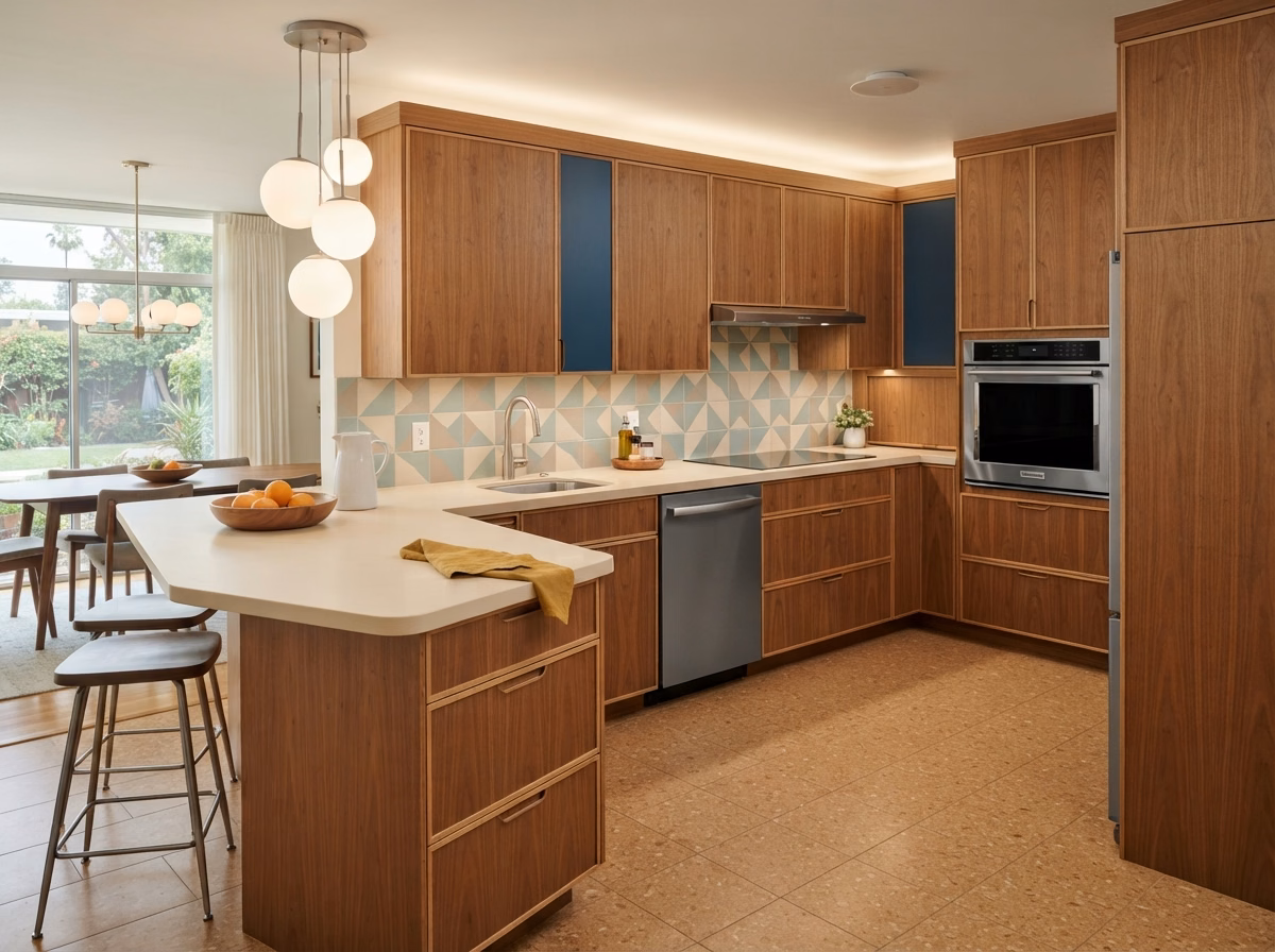 Mid Century Modern Kitchen Style in San Bernardino County.