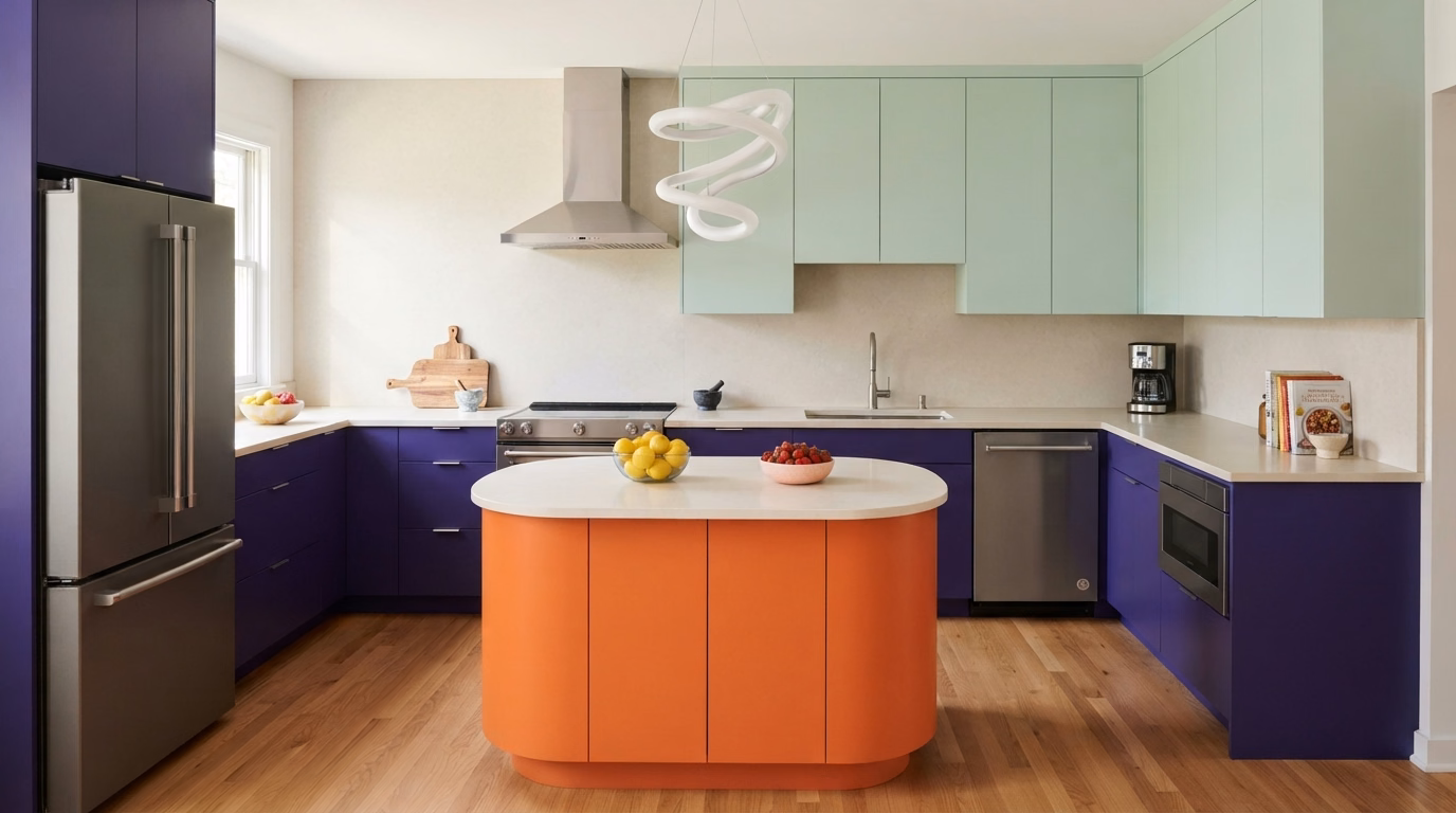 Two Tone Bold Color for a San Bernardino County kitchen design.