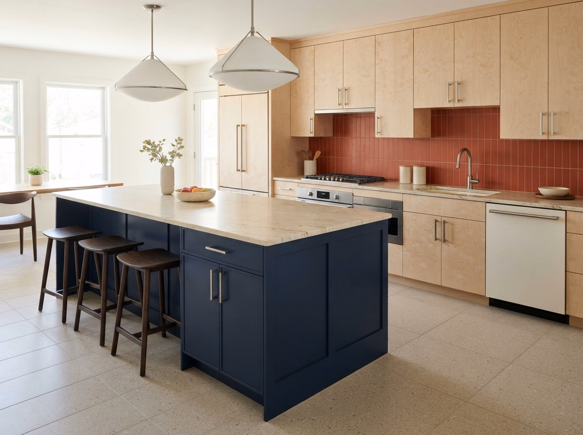 Navy Blue Statement Island | San Bernardino County Navy Blue Statement Island in San Bernardino County.